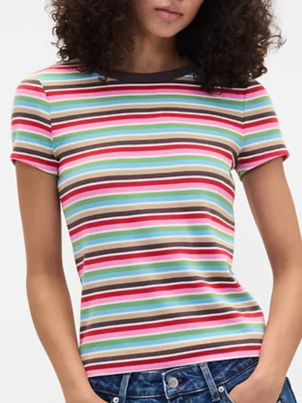 GAP Ribbed Stripe Crewneck T-Shirt L